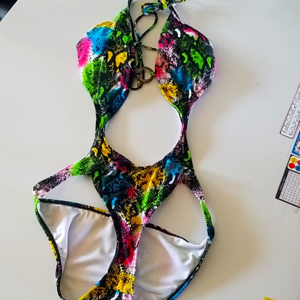 Sexy multicolored snake print monokini